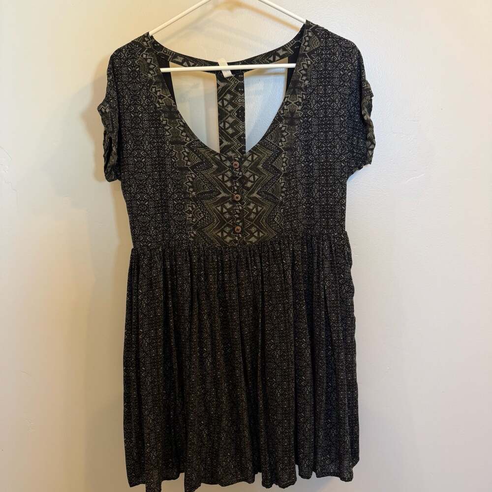 Free People Printed Rayon Mini Dress Size SP